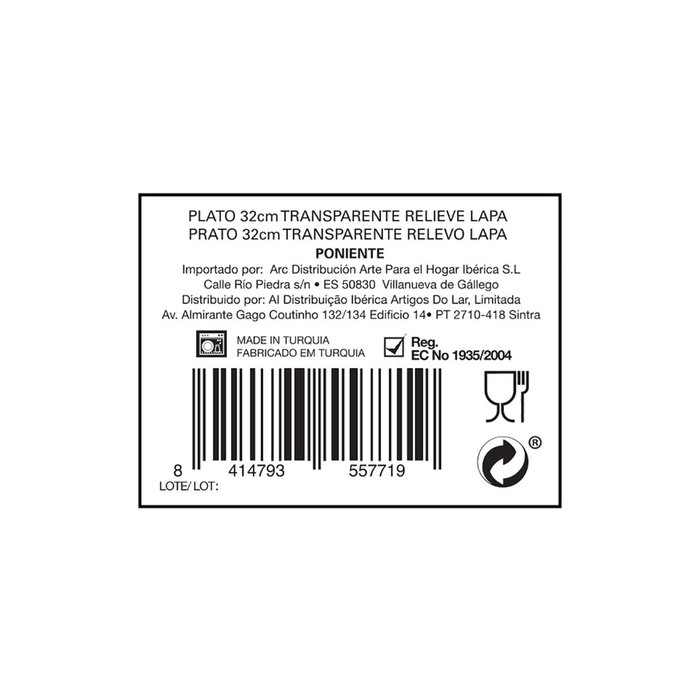 Plato Presentación Vidrio Mar De Viento Quid 32 cm (6 Unidades)