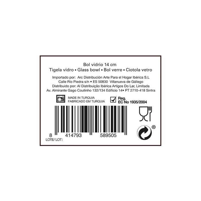 Bol Vidrio Boreal Quid 14 cm (6 Unidades)