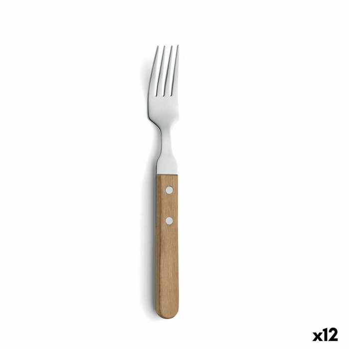 Amefa Tenedor Chuletero Pizza Bois 20 cm (12 Unidades) de Madera y Metal