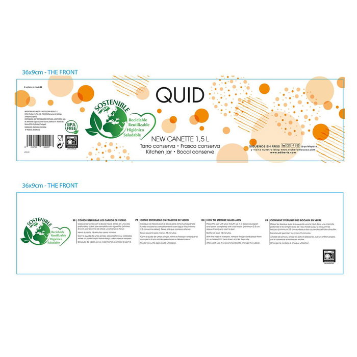 Tarro Hermético Vidrio New Canette Quid 1,5 L (6 Unidades)