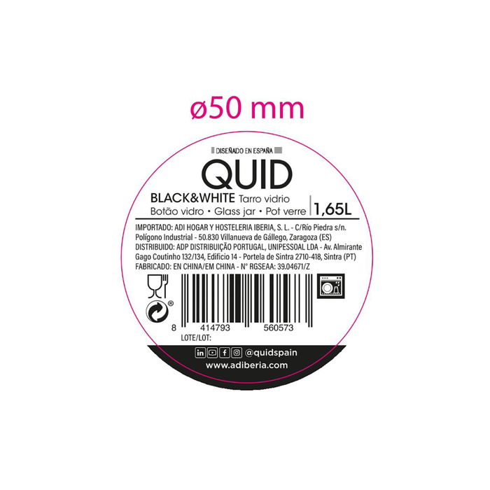 Tarro Vidrio Tape Metal Cobre B&W Quid 1,65 L (6 Unidades)