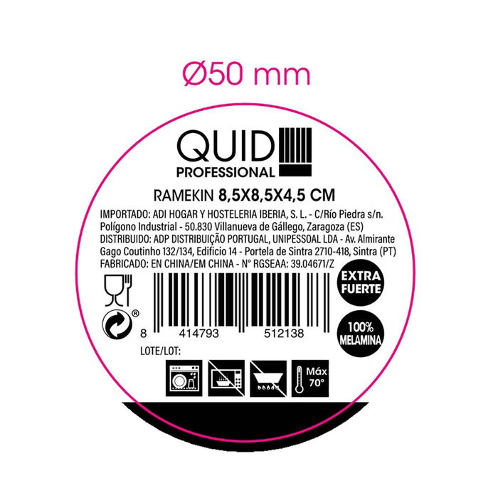 Ramekin Redondo Melamina Melamina Quid Professional 8,5x8,5x4,5 cm (24 Unidades)