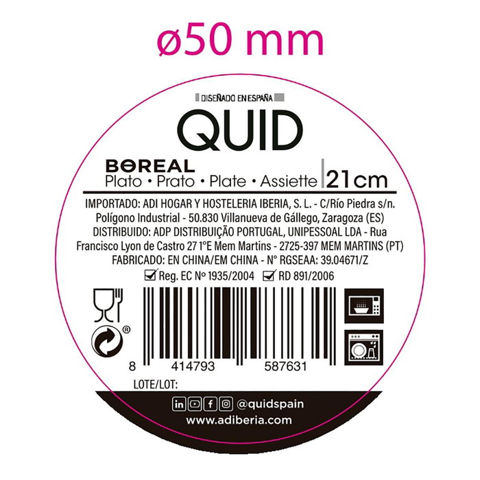 Plato Hondo Cerámico Boreal Quid 21 cm (6 Unidades)