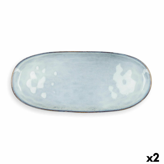 Quid Fuente Oval Cerámica Boreal Azul 36x16 cm (2 Unidades) extra