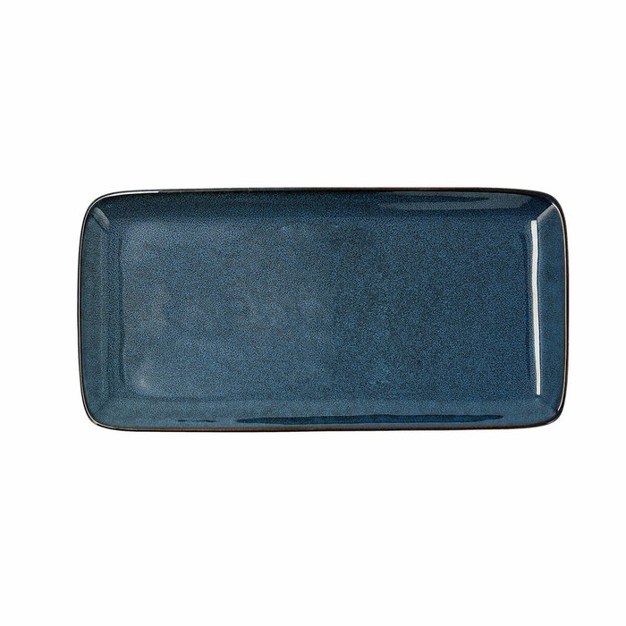 Bidasoa Fuente Rectangular Cerámica Ikonic 28x14 cm, Azul, 4 Unidades