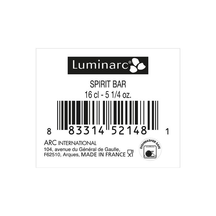 Vaso Alto Vidrio Spirit Bar Luminarc 16 cL (6 Unidades)