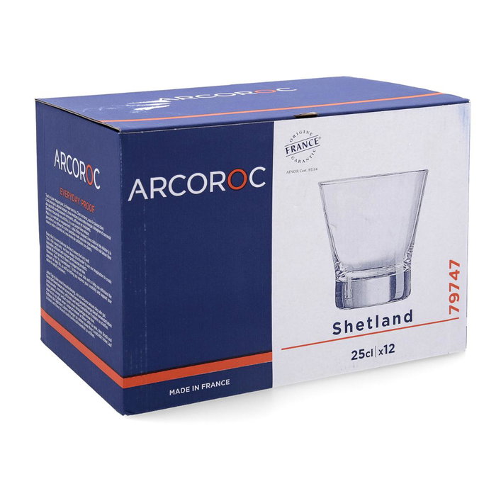 Caja 12 Vasos Bajos Vidrio Shetland Arcoroc 25 cL