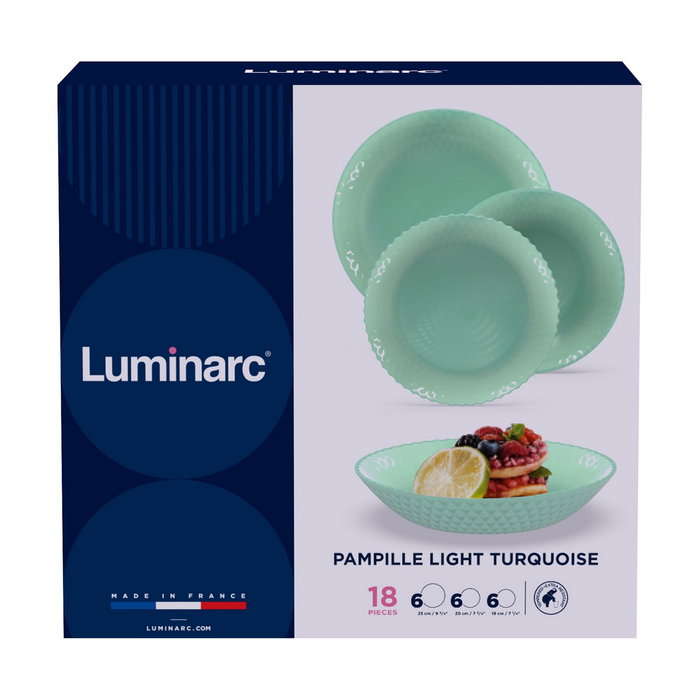 Luminarc Vajilla Opal Pampille Turquesa 18 Piezas - 6 Personas Luminarc Vajilla Opal Pampille Turquesa 18 Piezas - 6 Personas