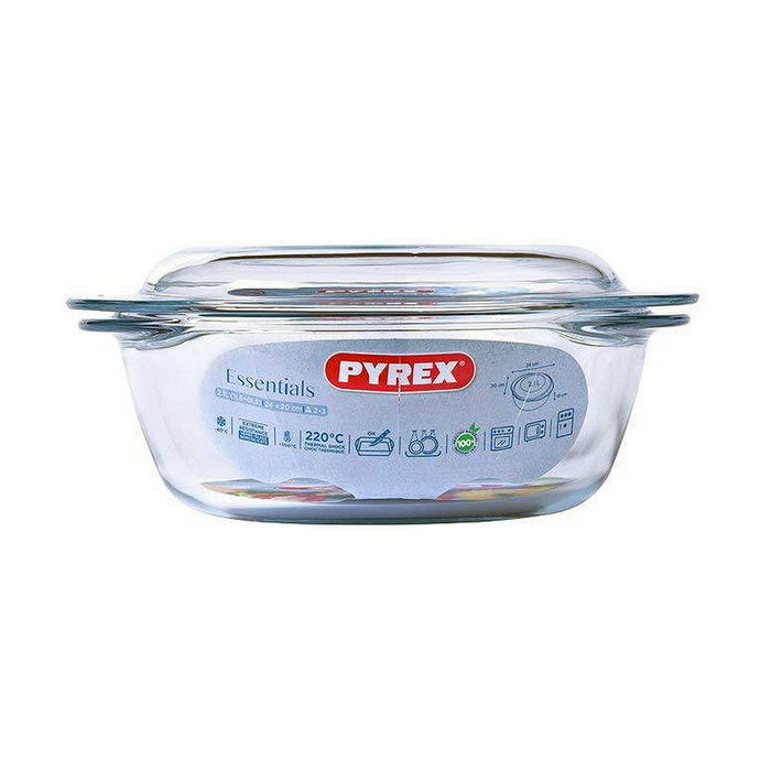 Pyrex Cacerola Essentials de Vidrio Borosilicato con Tapa, 2,1 L, 24x20 cm
