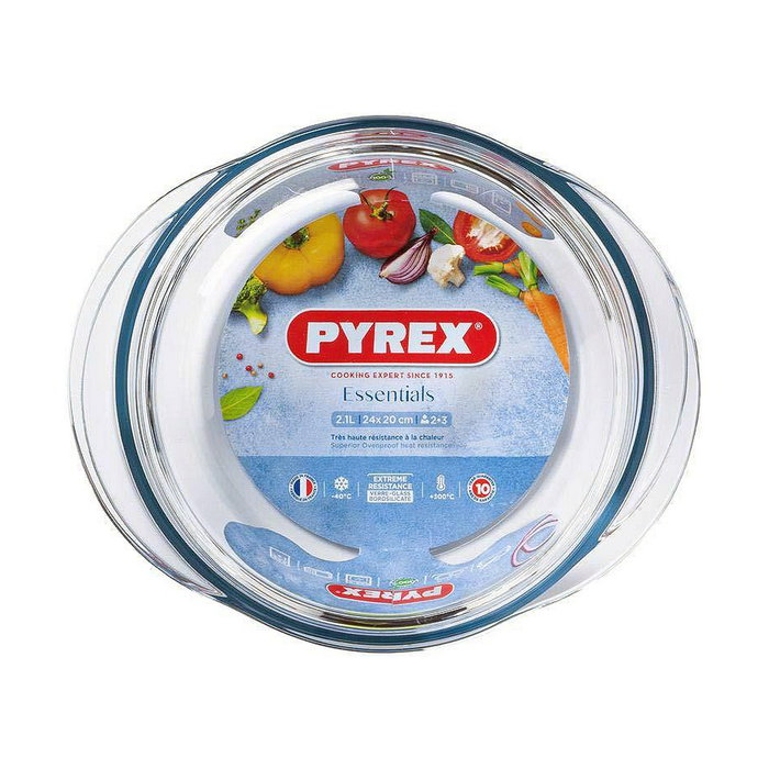 Pyrex Cacerola Essentials de Vidrio Borosilicato con Tapa, 2,1 L, 24x20 cm