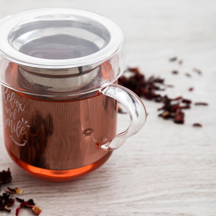 Quid Taza Vidrio Serenia con Filtro Inox y Tapa 35 cL