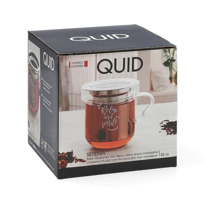 Quid Taza Vidrio Serenia con Filtro Inox y Tapa 35 cL