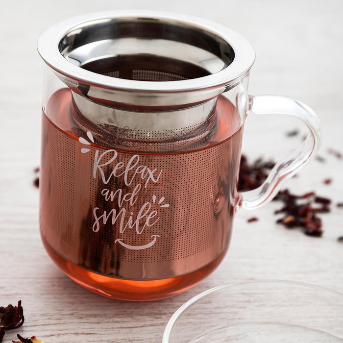 Quid Taza Vidrio Serenia con Filtro Inox y Tapa 35 cL