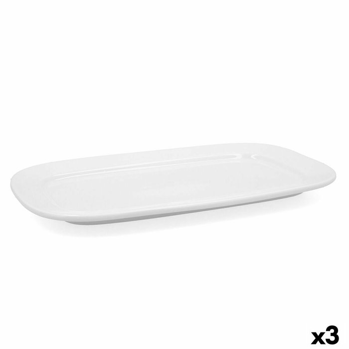 Bidasoa Fuente Rectangular Glacial Blanco 36 x 21 cm (3 Unidades)