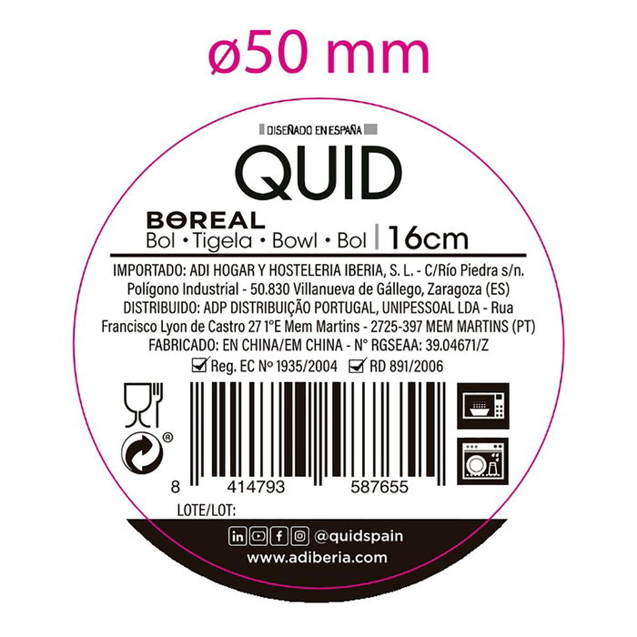 Bol Cerámico Boreal Quid 16 cm (6 Unidades)