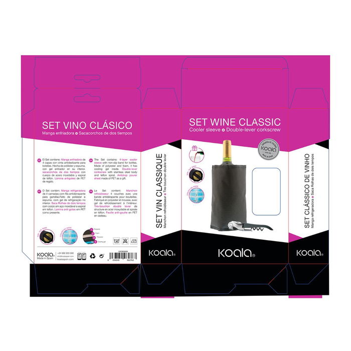 Sacacorchos Negro y Enfriador Ac Koala 12,4x14x23 cm-20,5x14,5x4,5 cm