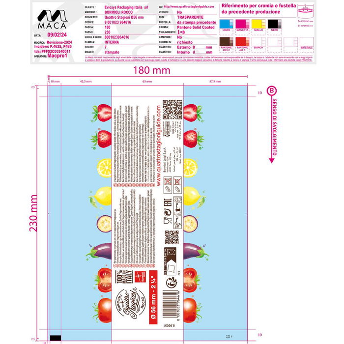 Set 3 Tapas Inox Quattro Stagioni Bormioli Rocco 56 mm