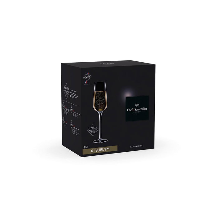 Caja 6 Copas Flauta Krysta Sublym Chef & Sommelier 21 cL