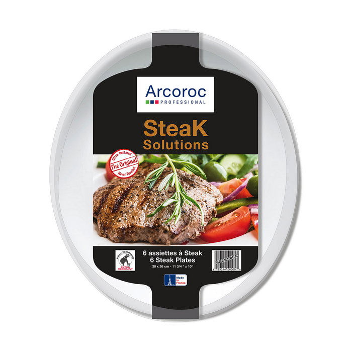 Arcoroc Set 6 Platos Steak Opal Solution Blanco 30x26 cm Arcoroc Set 6 Platos Steak Opal Solution Blanco 30x26 cm