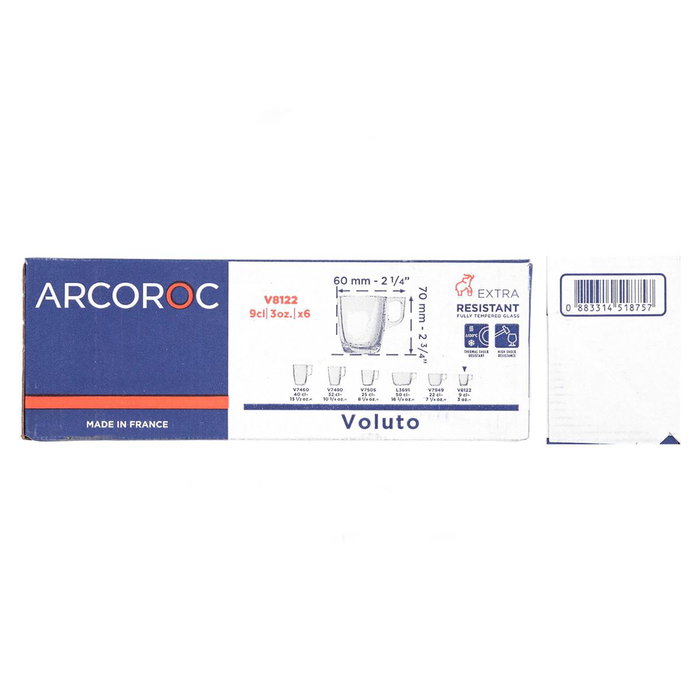 Set 6 Tazas Vidrio Voluto Arcoroc 9 cL