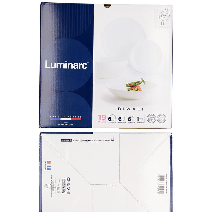 Luminarc Vajilla de Opal Diwali 19 Piezas Blanco