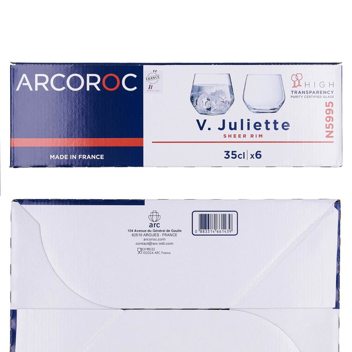 Caja 6 Vasos Bajos Vidrio Vina Juliette Arcoroc 35 cL Caja 6 Vasos Bajos Vidrio Vina Juliette Arcoroc 35 cL