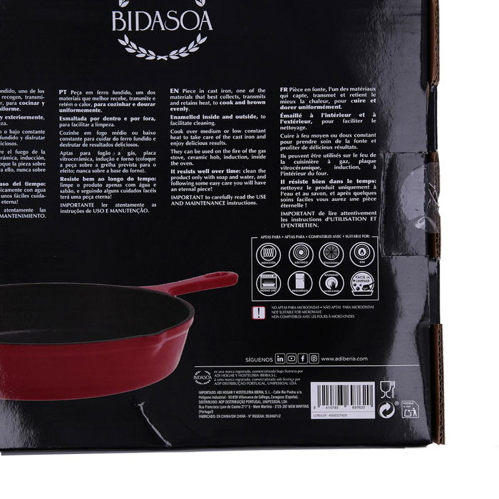 Bidasoa Sartén de Hierro Esmaltado Fierro 26 cm Rojo