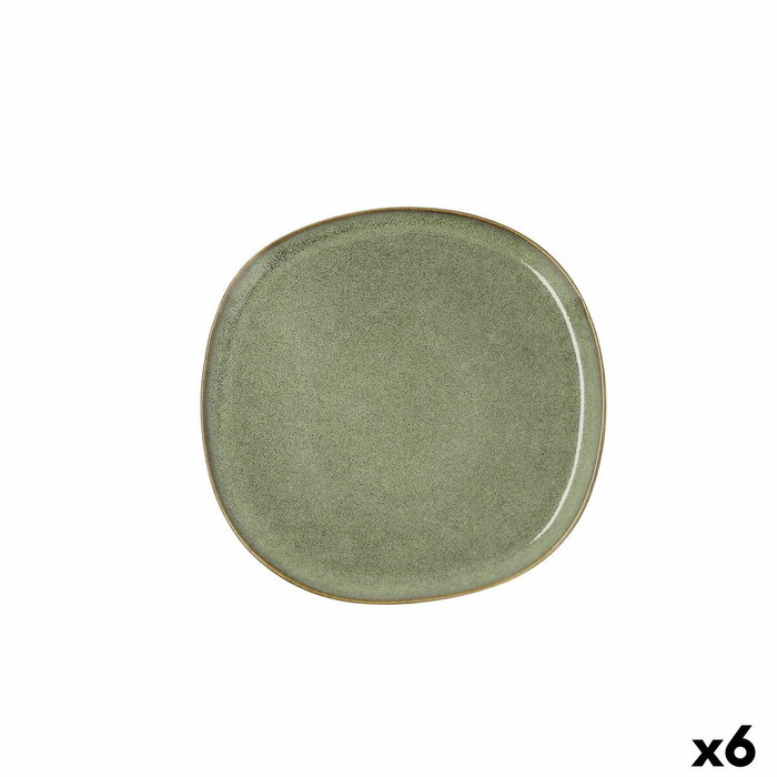Bidasoa Plato Llano Cerámico Ikonic Verde 20,2x19,7 cm (6 Unidades)