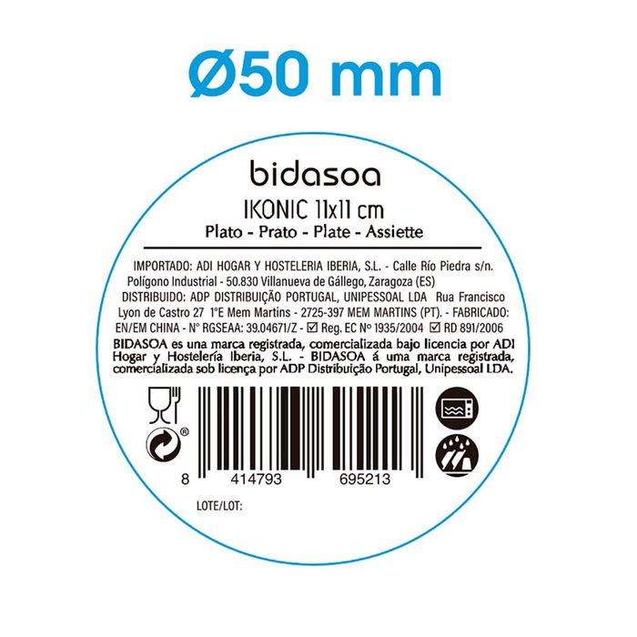 Plato Llano Cerámico Ikonic Bidasoa 11x11x1 cm (12 Unidades)