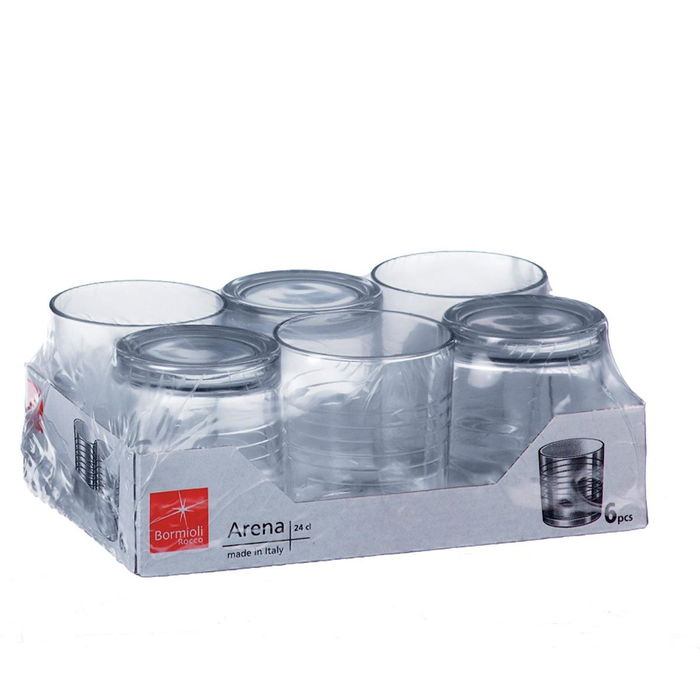 Set 6 Vasos Bajos Vidrio Arena Bormioli Rocco 24 cL