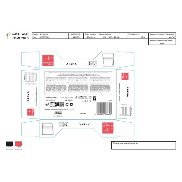 Set 6 Vasos Bajos Vidrio Arena Bormioli Rocco 24 cL