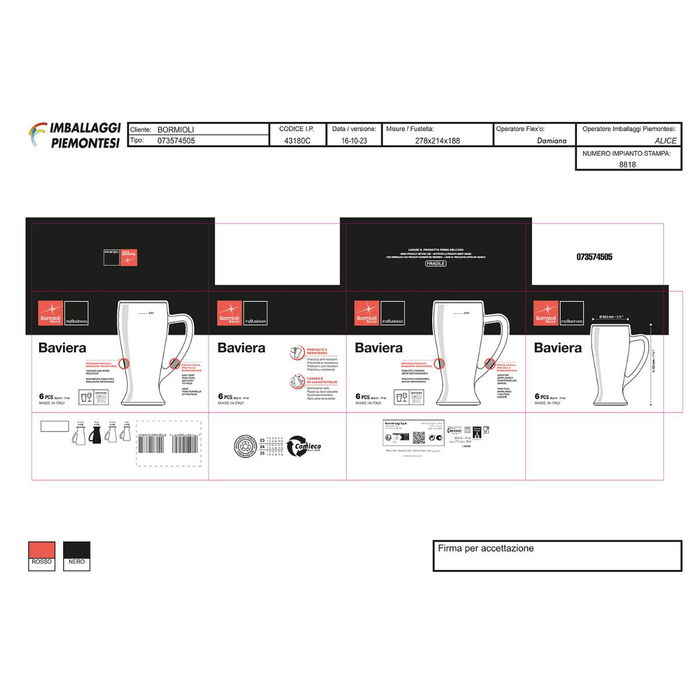 Caja 6 Jarras Cerveza Vidrio Baviera Bormioli Rocco 50 cL