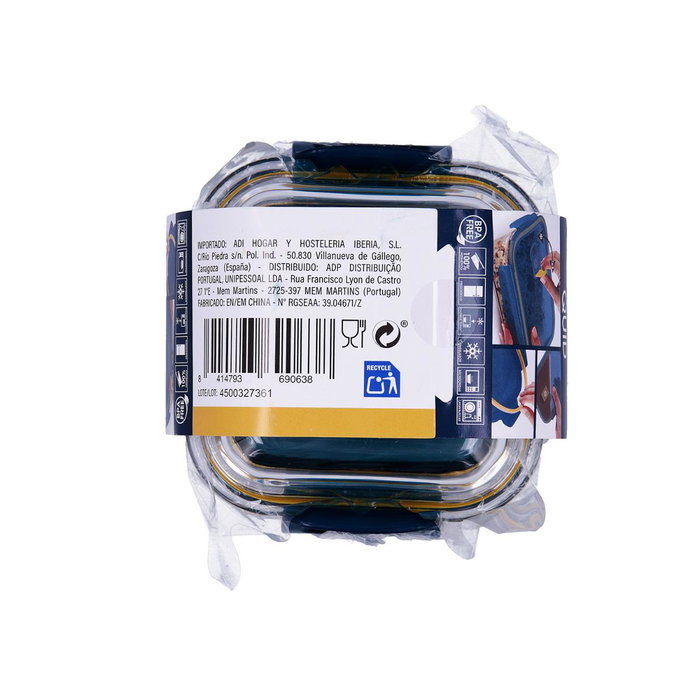 Quid Recipiente Cuadrado Astral de Vidrio Azul 32 cL