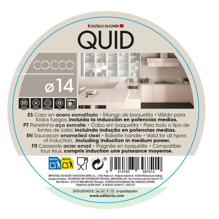 Cazo Acero Esmaltado Cocco Quid 14 cm - 0,6 L