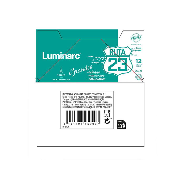 Vaso Bajo Vidrio Ruta Luminarc 23 cL (12 Unidades)