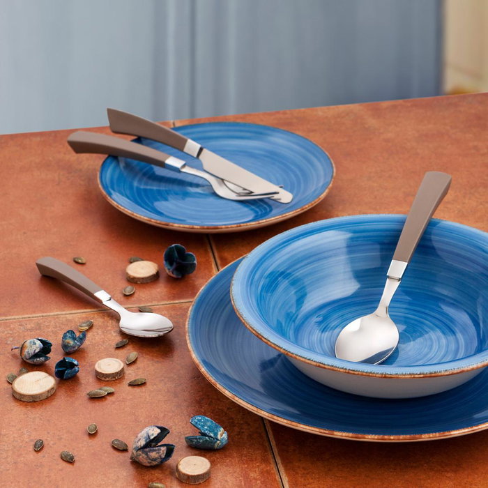Plato Hondo Cerámico Vita Azul Quid 21,5 cm (12 Unidades) Plato Hondo Cerámico Vita Azul Quid 21,5 cm (12 Unidades)
