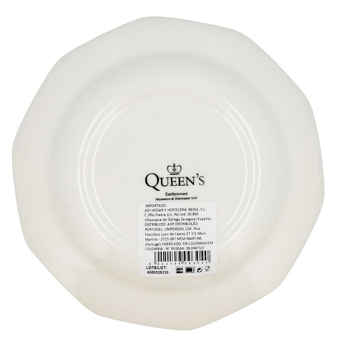 Plato Postre Cerámico Artic White Queen's 20,5 cm (6 Unidades)