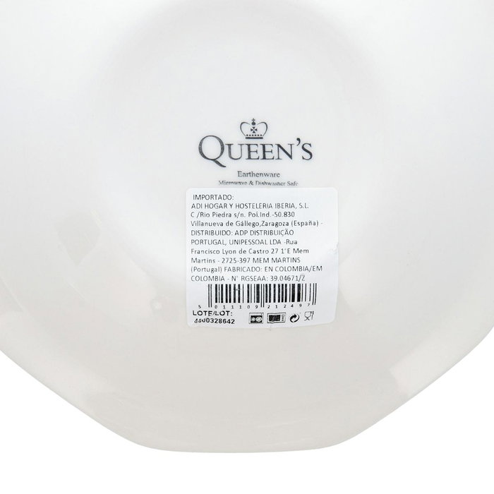 Plato Hondo Cerámico Artic White Queen's 21,5 cm (6 Unidades)