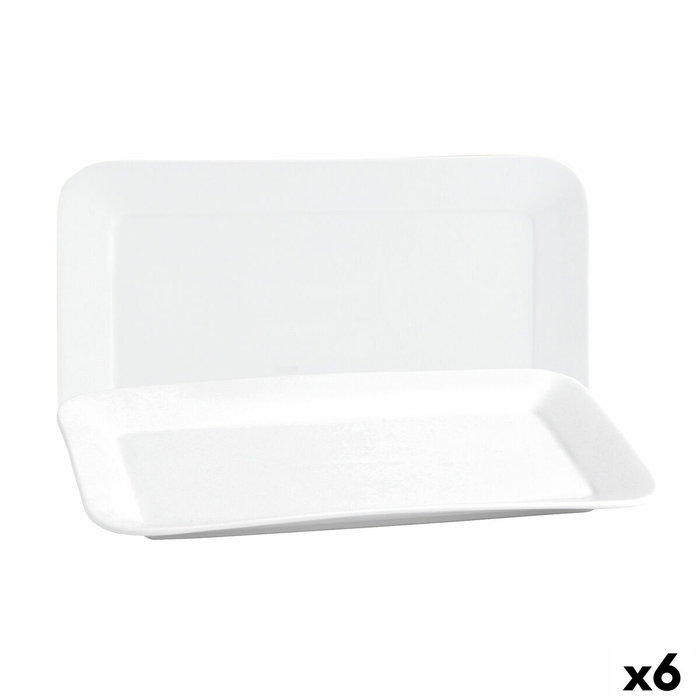 Quid Fuente Rectangular Porcelana Basic Blanco (6 Unidades) 25,9x15 cm