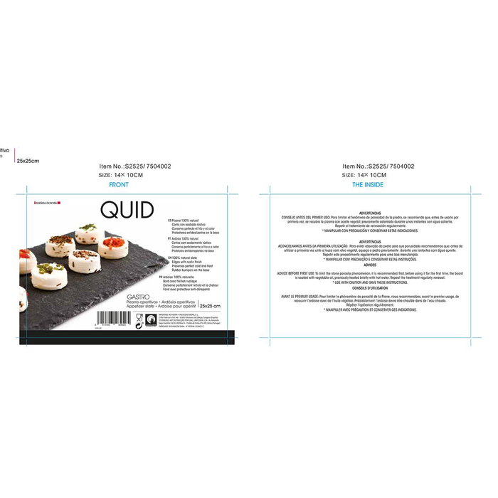 Bandeja Aperitivo Pizarra Gastro Fun Quid 25x25 cm (12 Unidades)