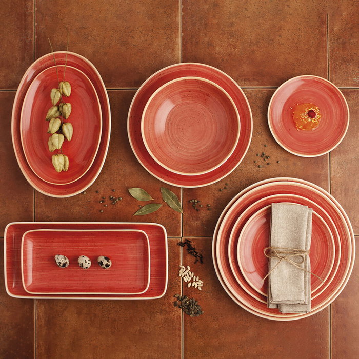 Ariane Fuente Rectangular Porcelana Terra Roja 36x16,5 cm (6 Unidades)