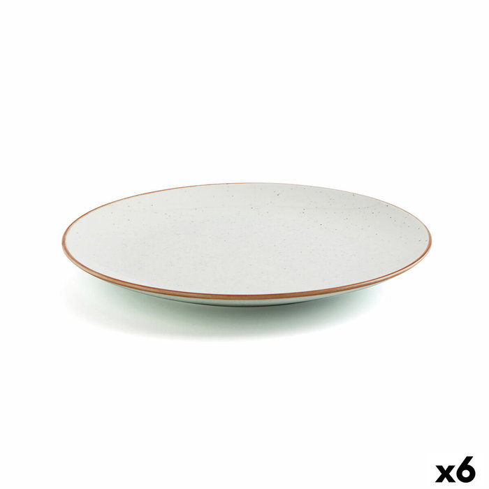 Ariane Plato Llano Terra 24 cm Beige (6 Unidades) de Porcelana