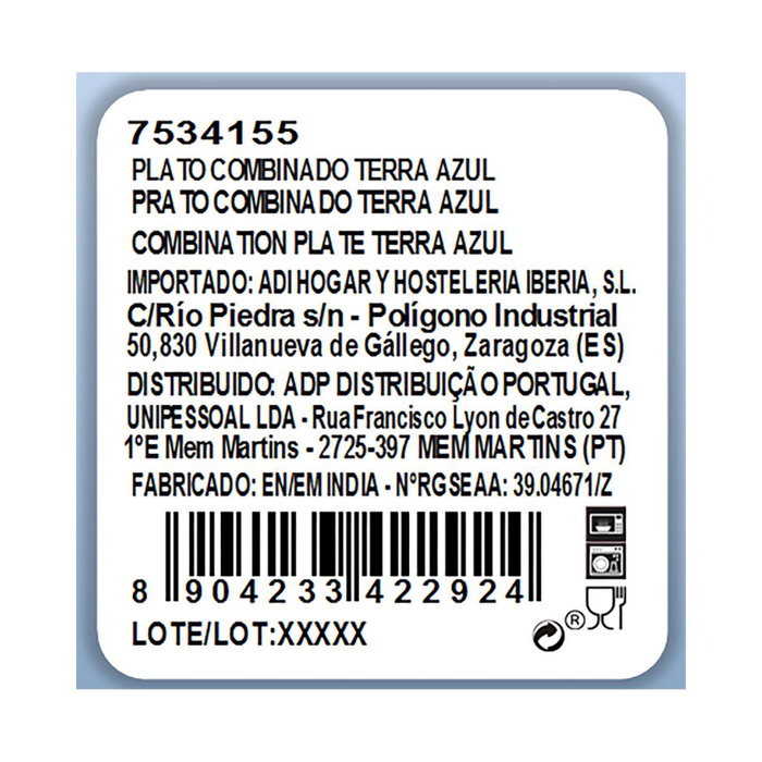 Plato Combinado Porcelana Terra Ariane 30x27 cm (6 Unidades)