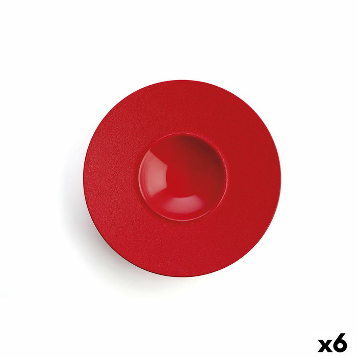 Ariane Plato Gourmet Porcelana Antracita Rojo 28 cm (6 Unidades)វ