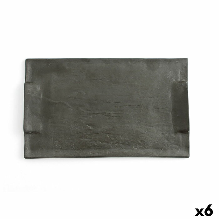 Quid Bandeja Rectangular Cerámica Mineral Gres 30x18 cm (6 Unidades) Black