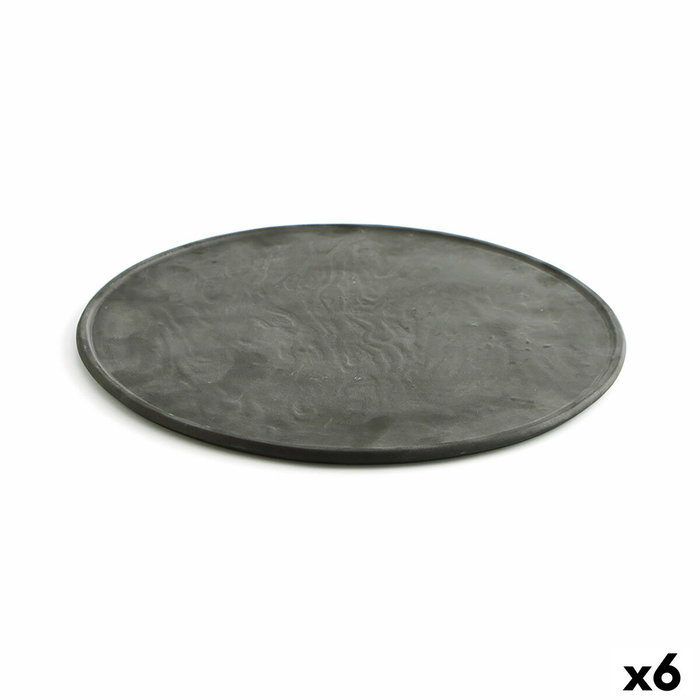 Quid Set de 6 Platos para Pizza Mineral Gres de 33 cm Negro