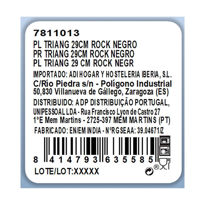 Plato Triangular Porcelana Rock Ariane 29 cm (6 Unidades)