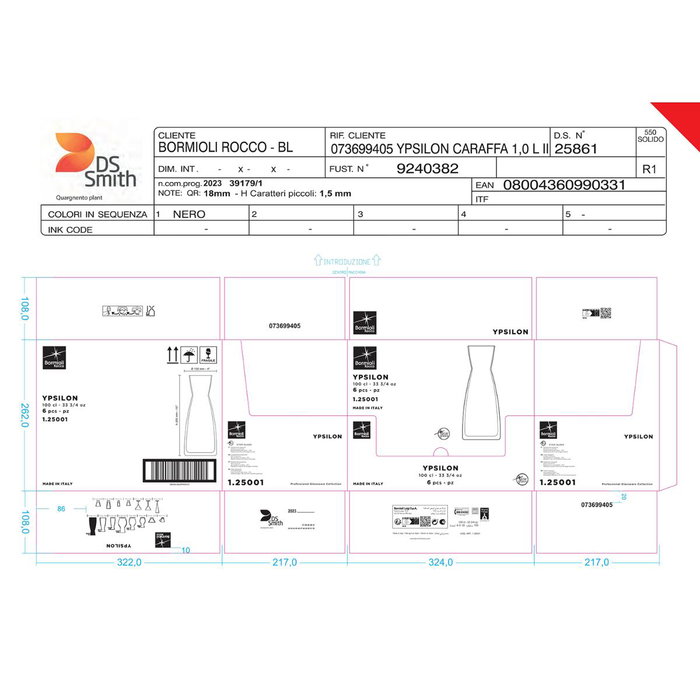 Botella Cristalín Ypsilon Bormioli Rocco 1 L (6 Unidades)
