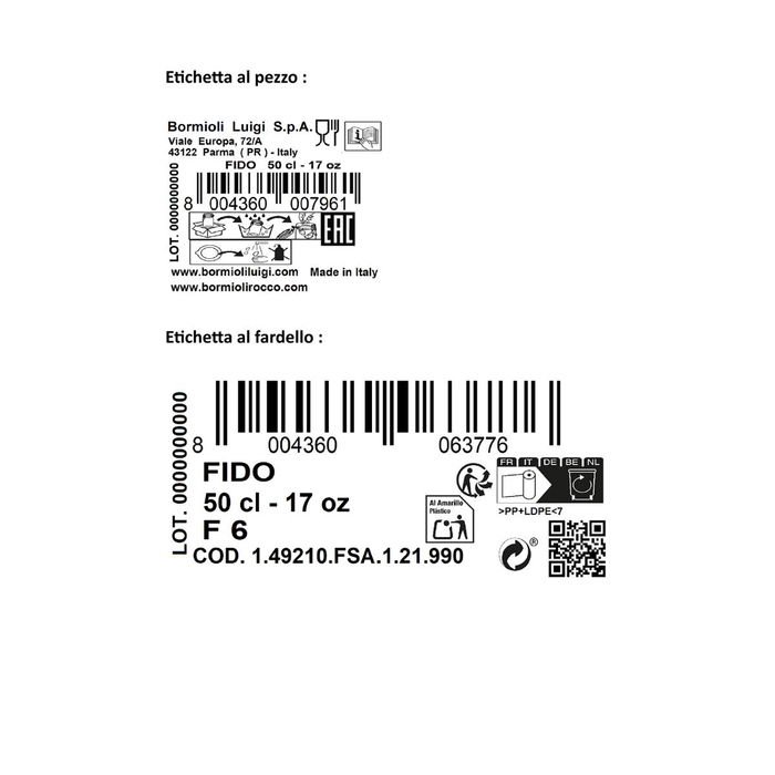 Tarro Conserva Vidrio Fido Bormioli Rocco 0,5 L (6 Unidades)