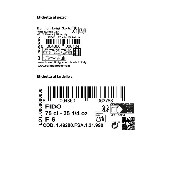 Tarro Conserva Vidrio Fido Bormioli Rocco 0,75 L (6 Unidades)